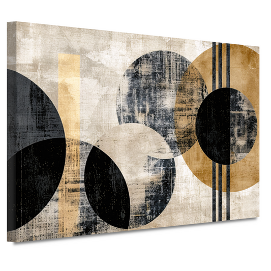 Monochrome Cirkels en Gouden Lijnen canvas