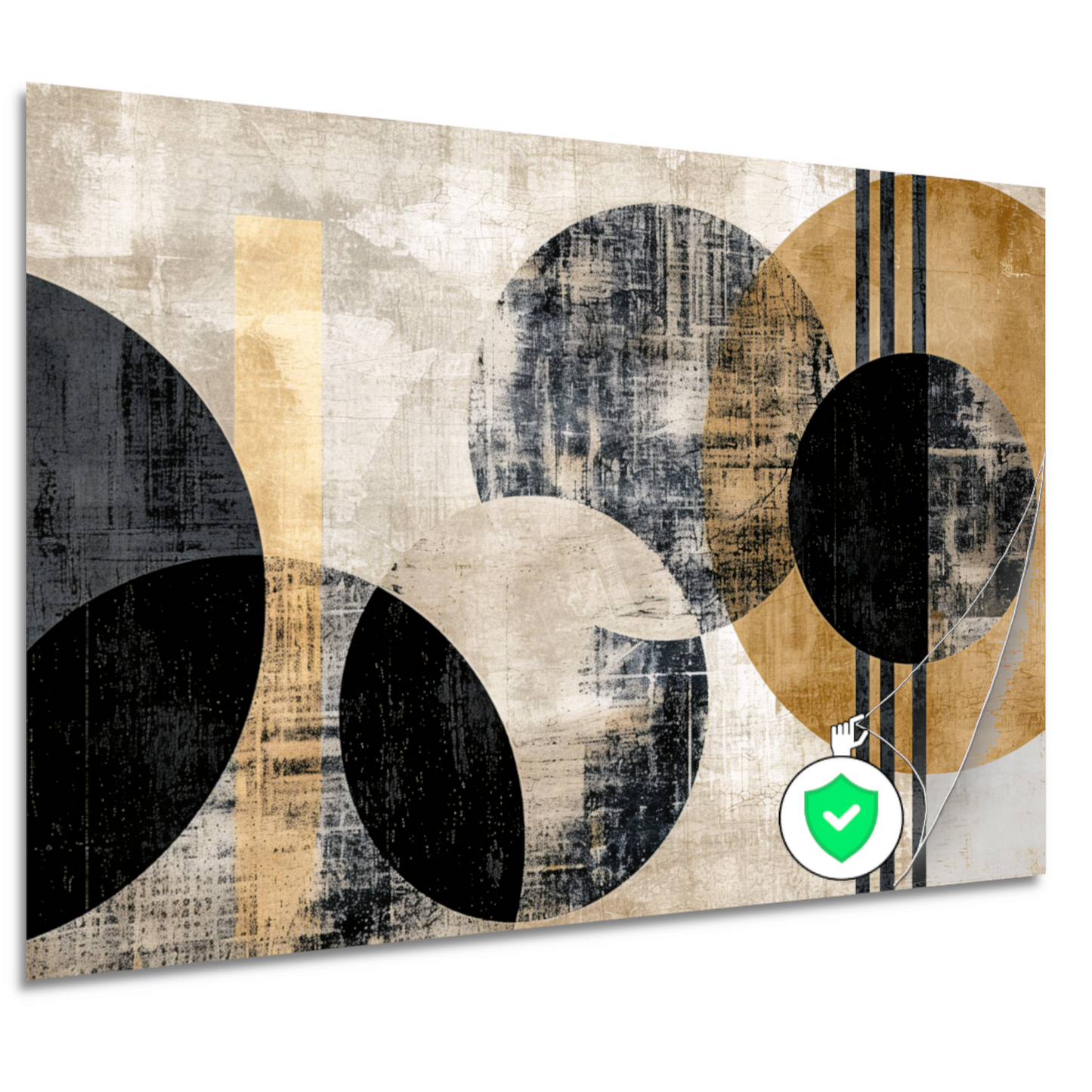 Monochrome Cirkels en Gouden Lijnen poster