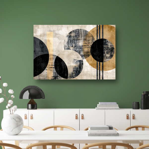Monochrome Cirkels en Gouden Lijnen poster
