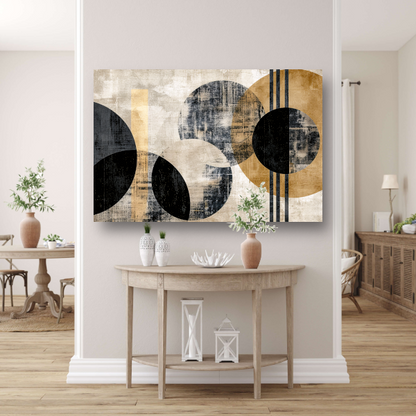 Monochrome Cirkels en Gouden Lijnen poster