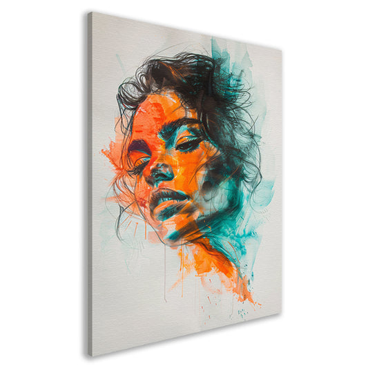 Kleurrijk abstract portret van een vrouw canvas