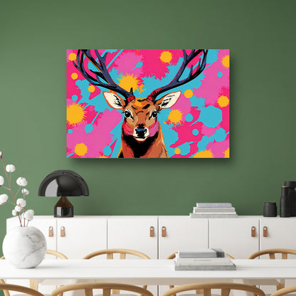 Kleurrijk hert in popart stijl schilderij poster