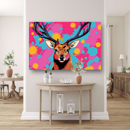 Kleurrijk hert in popart stijl schilderij poster