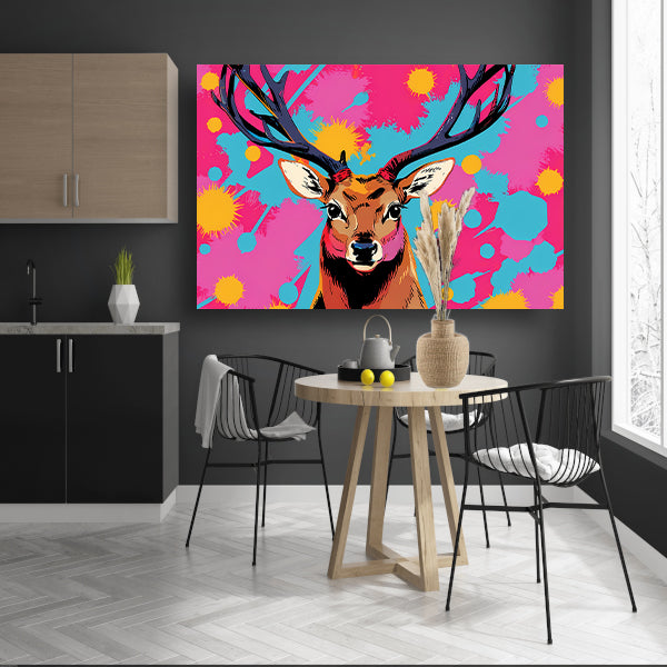 Kleurrijk hert in popart stijl schilderij poster