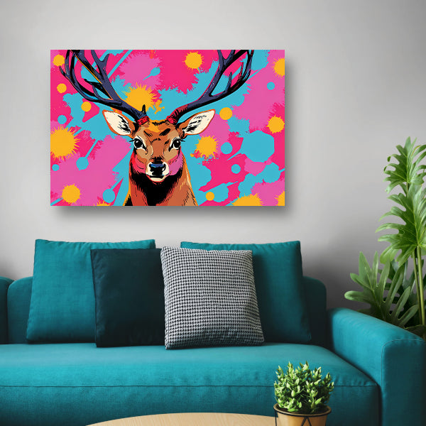 Kleurrijk hert in popart stijl schilderij poster