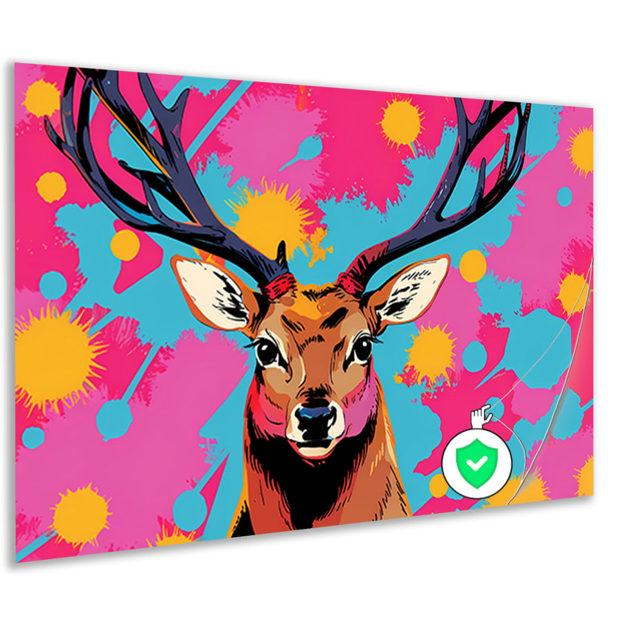 Kleurrijk hert in popart stijl schilderij poster