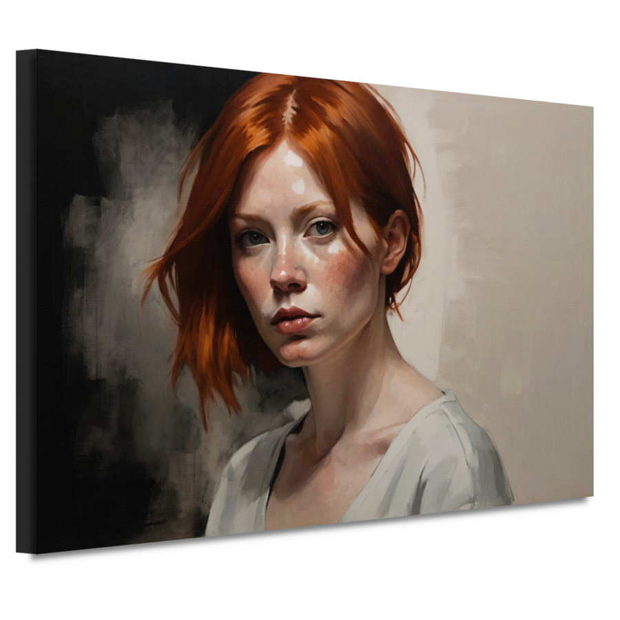 Intense Blik van een Roodharige Schoonheid canvas