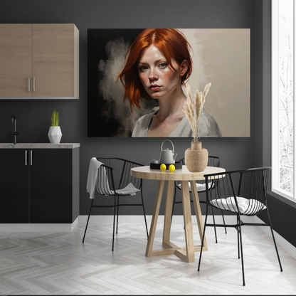 Intense Blik van een Roodharige Schoonheid canvas met baklijst