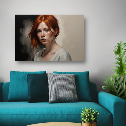 Intense Blik van een Roodharige Schoonheid canvas met baklijst