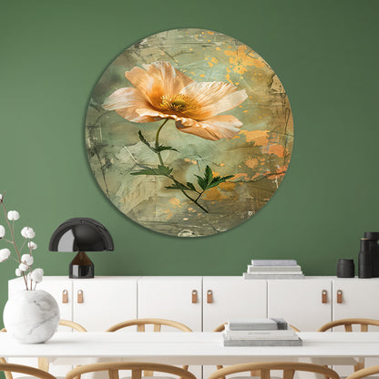 Prachtige bloem met vintage achtergrond aluminium muurcirkel