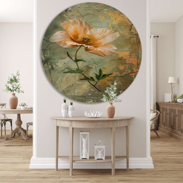 Prachtige bloem met vintage achtergrond aluminium muurcirkel