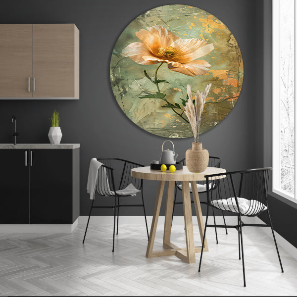 Prachtige bloem met vintage achtergrond aluminium muurcirkel
