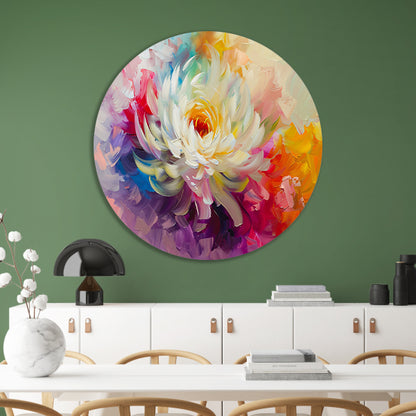 Abstract schilderij van kleurrijke bloem forex muurcirkel
