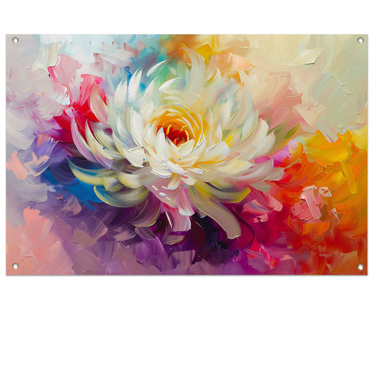 Abstract schilderij van kleurrijke bloem tuinposter