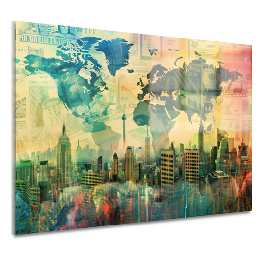 Abstracte Stad met Lijnenpatroon acrylglas