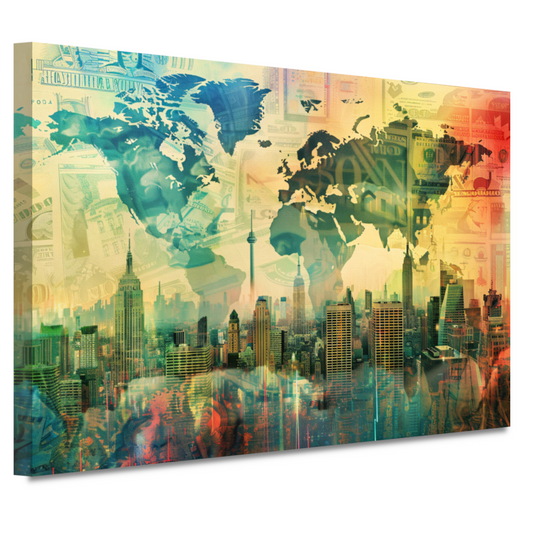 Abstracte Stad met Lijnenpatroon canvas