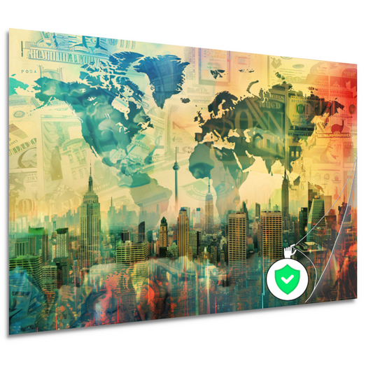 Abstracte Stad met Lijnenpatroon poster
