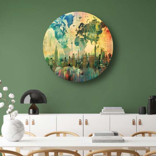 Abstracte Stad met Lijnenpatroon forex muurcirkel