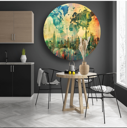 Abstracte Stad met Lijnenpatroon forex muurcirkel