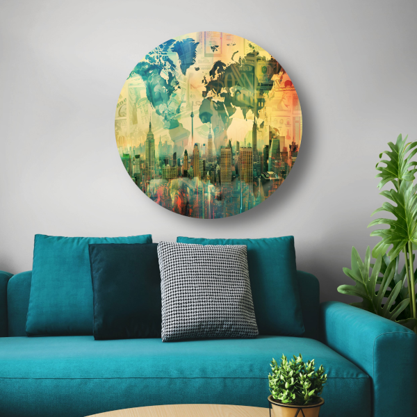 Abstracte Stad met Lijnenpatroon forex muurcirkel