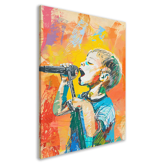 Kleurrijk zingend kind met microfoon   canvas