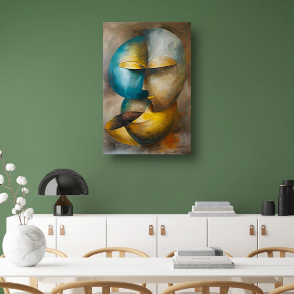 Abstracte moderne schilderij van een gezicht poster