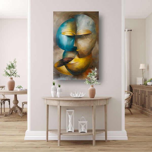 Abstracte moderne schilderij van een gezicht poster