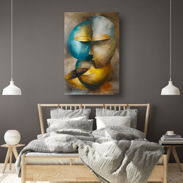 Abstracte moderne schilderij van een gezicht poster