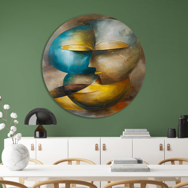 Abstracte moderne schilderij van een gezicht forex muurcirkel