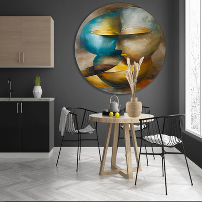 Abstracte moderne schilderij van een gezicht forex muurcirkel
