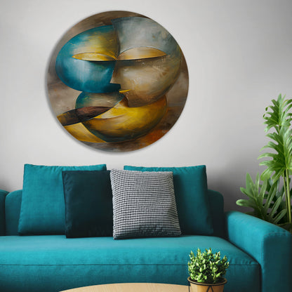 Abstracte moderne schilderij van een gezicht forex muurcirkel