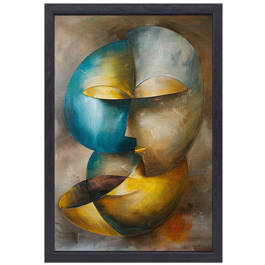 Abstracte moderne schilderij van een gezicht canvas met baklijst