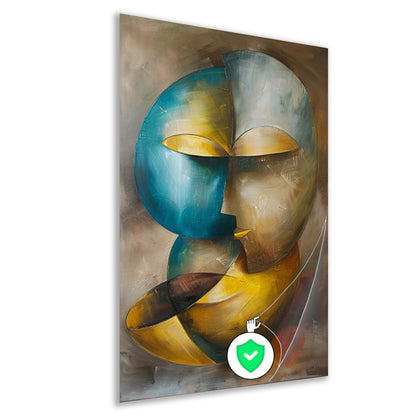 Abstracte moderne schilderij van een gezicht poster