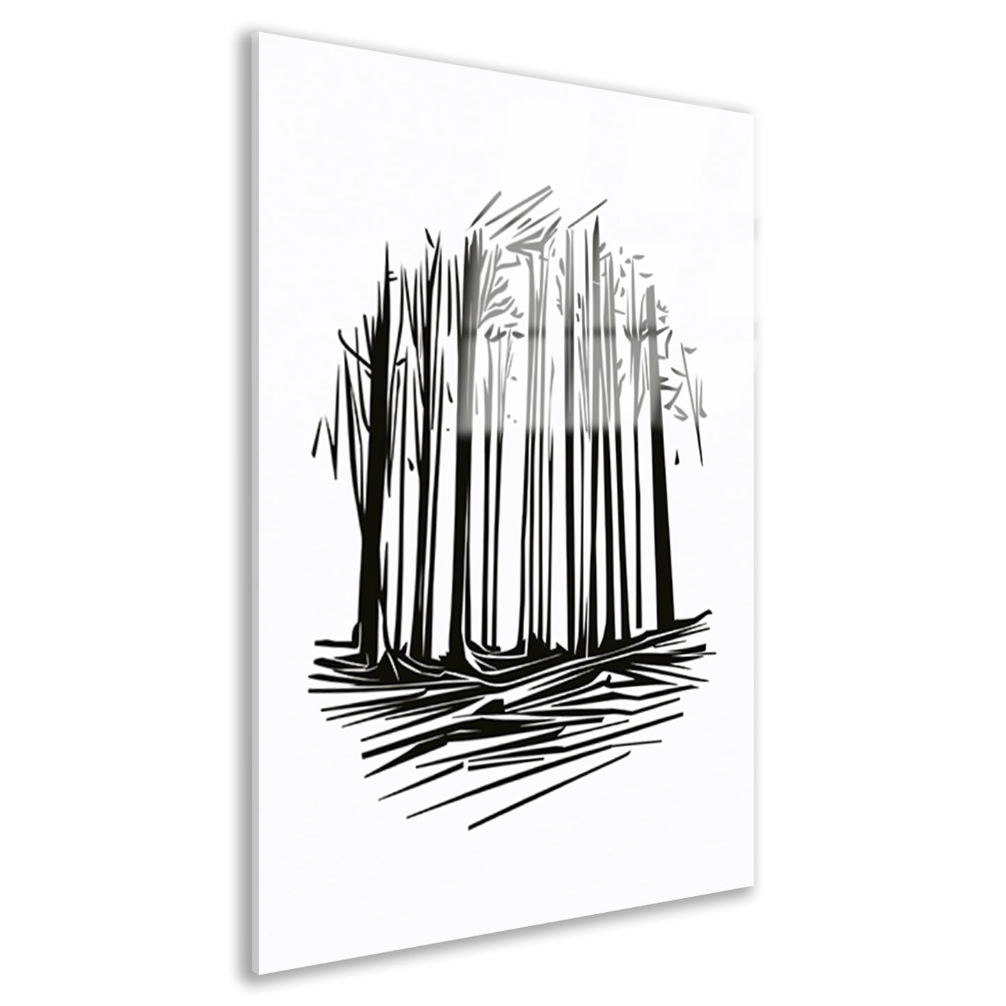 Minimalistische Zwart-witte Bomen Lijntekening acrylglas