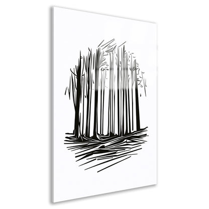Minimalistische Zwart-witte Bomen Lijntekening acrylglas