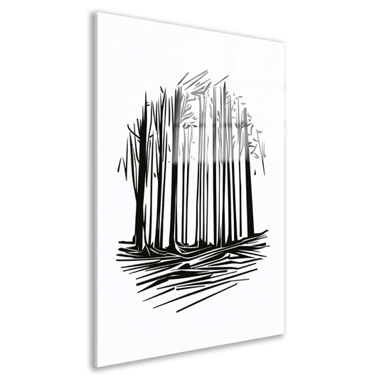 Minimalistische Zwart-witte Bomen Lijntekening acrylglas
