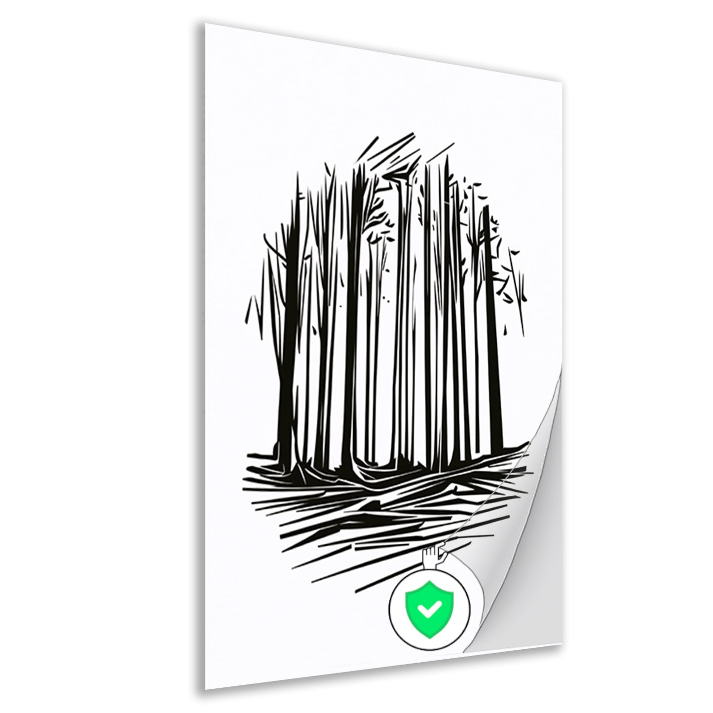 Minimalistische Zwart-witte Bomen Lijntekening poster
