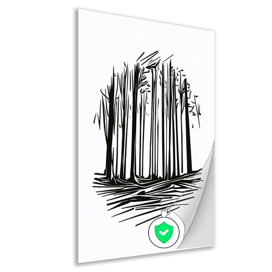 Minimalistische Zwart-witte Bomen Lijntekening poster