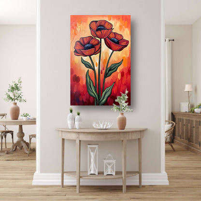 Abstracte schilderij van kleurrijke bloemen poster