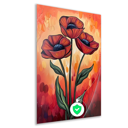 Abstracte schilderij van kleurrijke bloemen poster