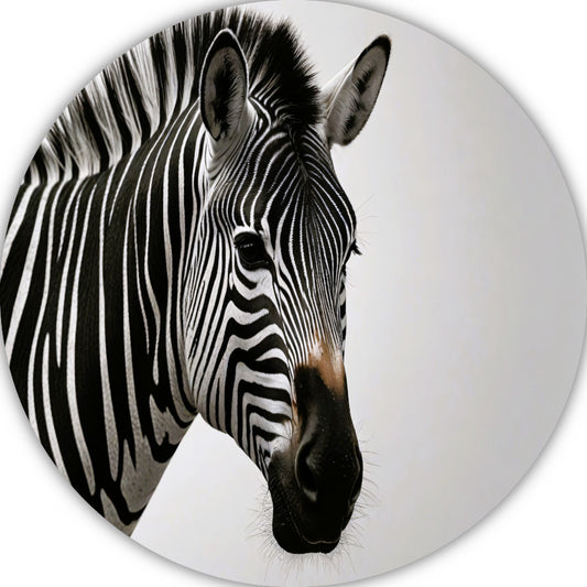 Minimalistisch Zebra Portret in Monochroom aluminium muurcirkel