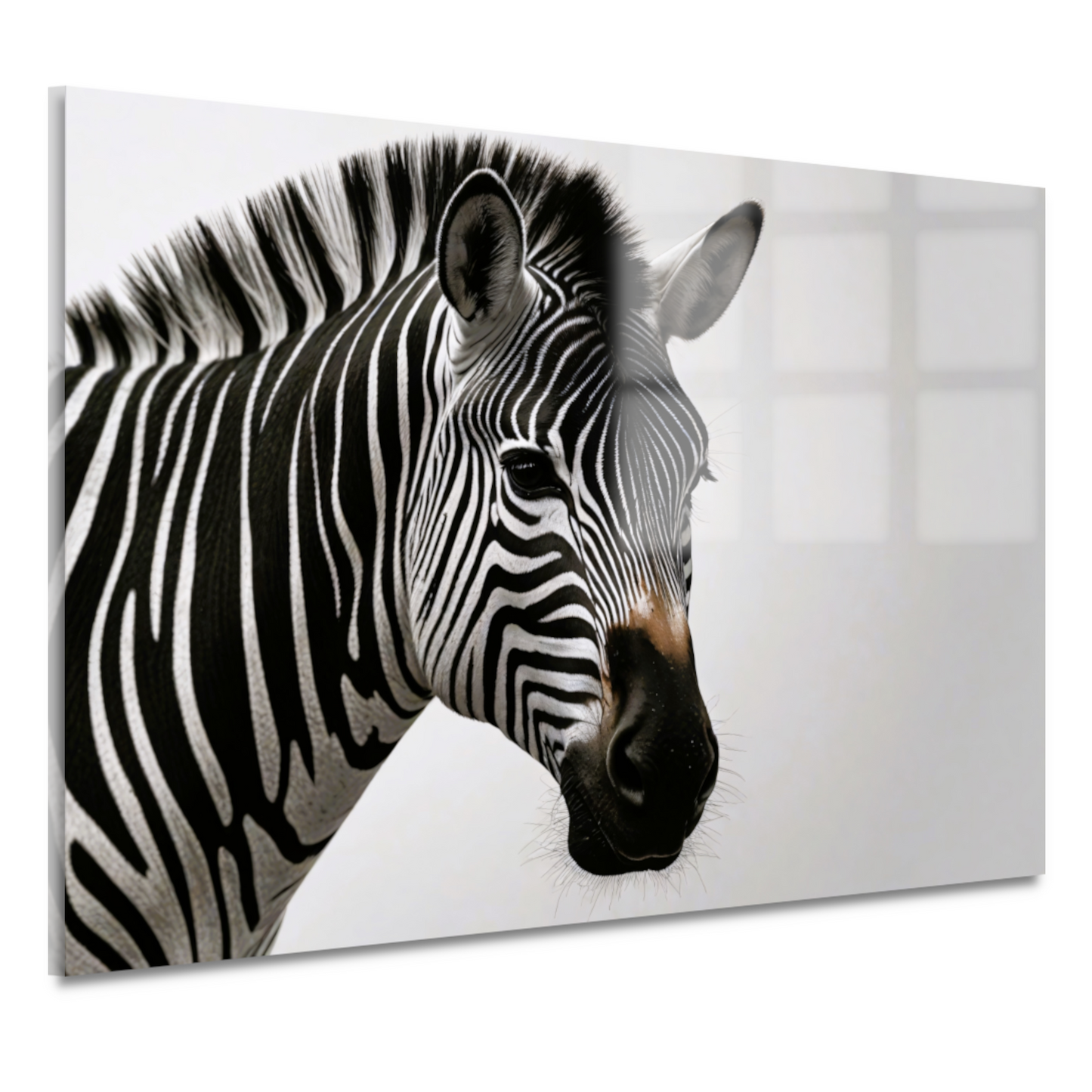 Minimalistisch Zebra Portret in Monochroom acrylglas