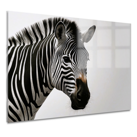 Minimalistisch Zebra Portret in Monochroom acrylglas