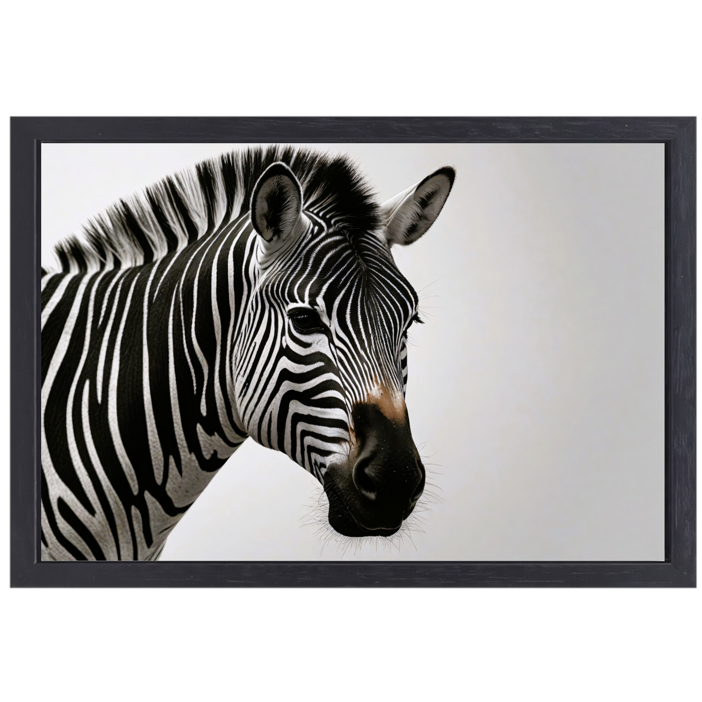 Minimalistisch Zebra Portret in Monochroom canvas met baklijst