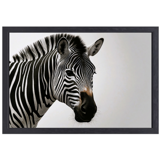 Minimalistisch Zebra Portret in Monochroom canvas met baklijst
