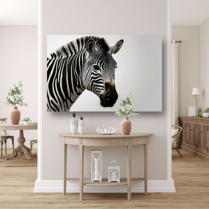 Minimalistisch Zebra Portret in Monochroom poster