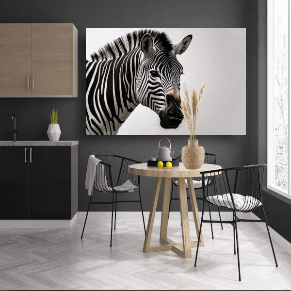 Minimalistisch Zebra Portret in Monochroom poster