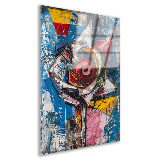 Abstract schilderij van kleurrijke roos acrylglas