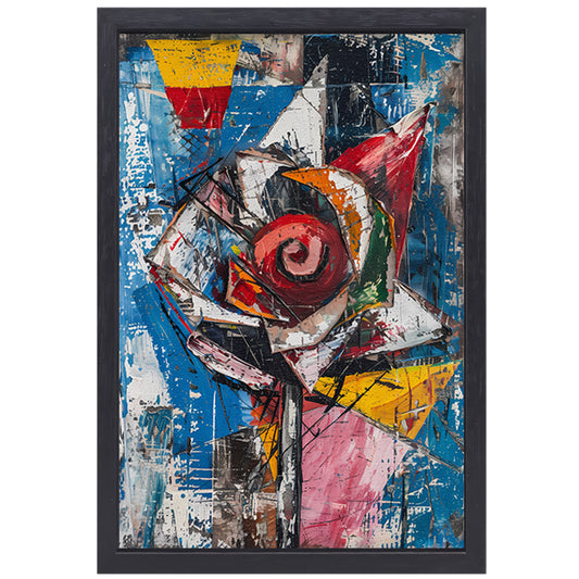 Abstract schilderij van kleurrijke roos canvas met baklijst