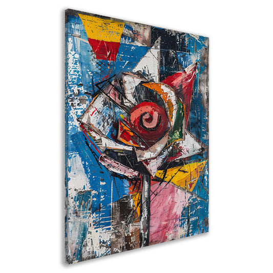 Abstract schilderij van kleurrijke roos canvas